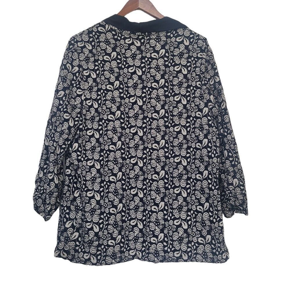 Kaileigh Clementina Lace Overlay Kimono Black Size 2X Open Drape Cardigan - Picture 4 of 10